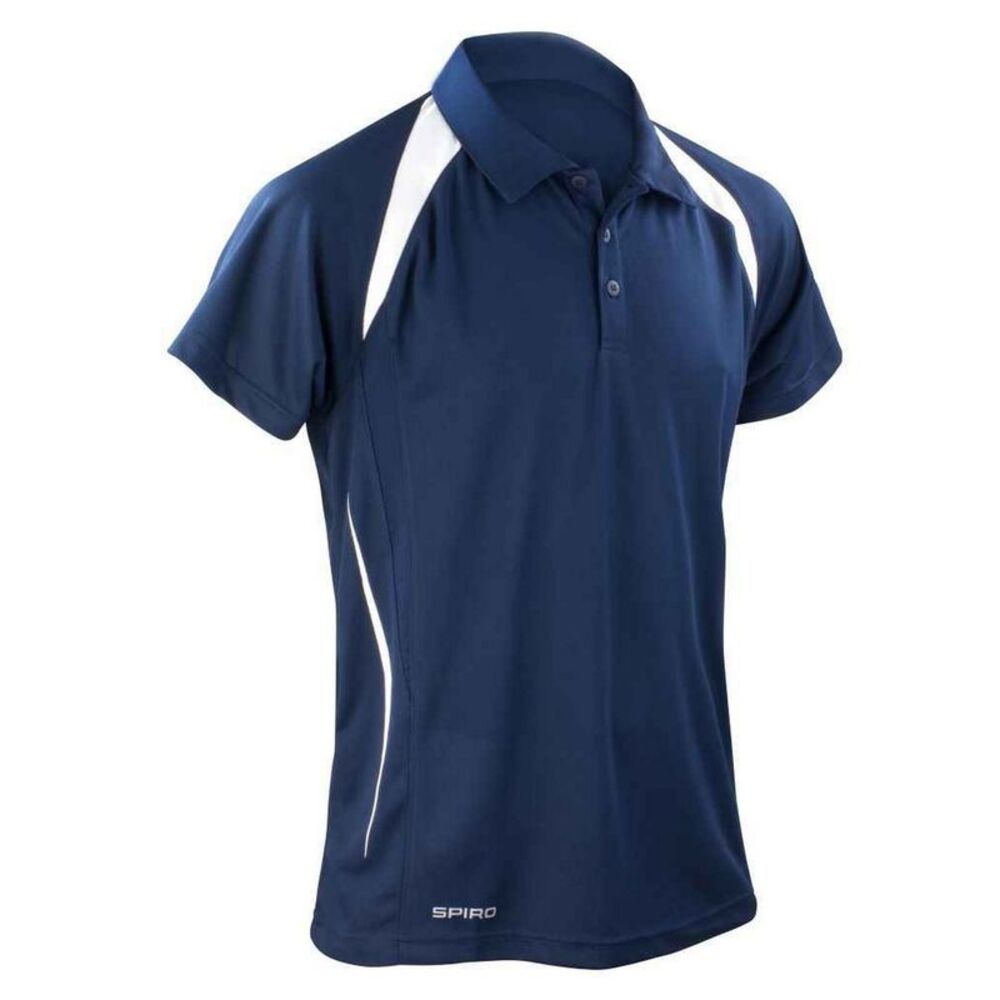 Spiro Mens Team Spirit Polo Shirt / Navy/White